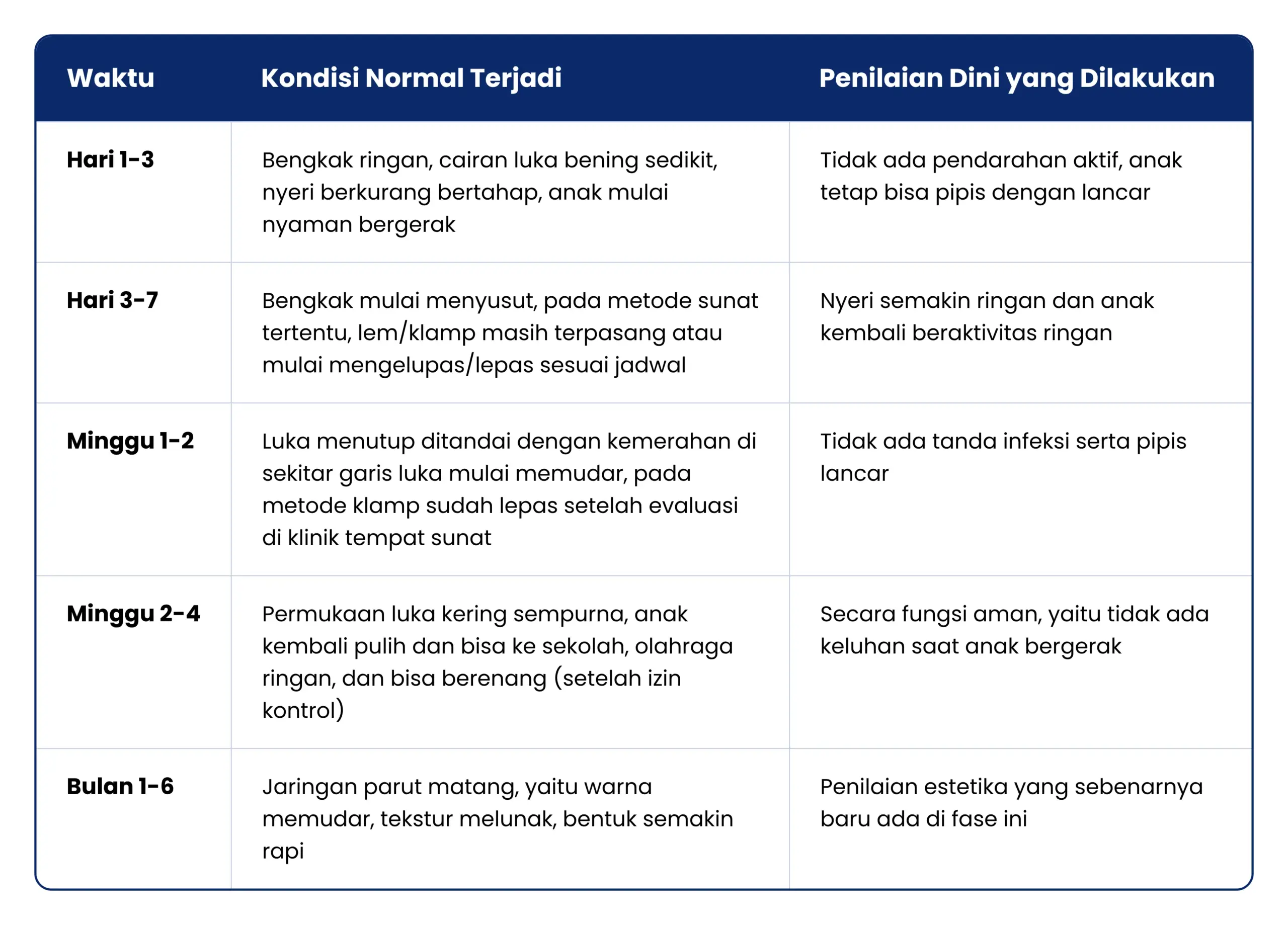 Timeline Penyembuhan Sunat Anak